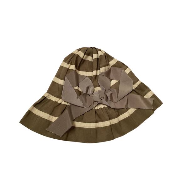 Grace Hats Fancy Bucket Style Hat Wide Ribbon Bow Detail Stripes Drawstring - Picture 1 of 9